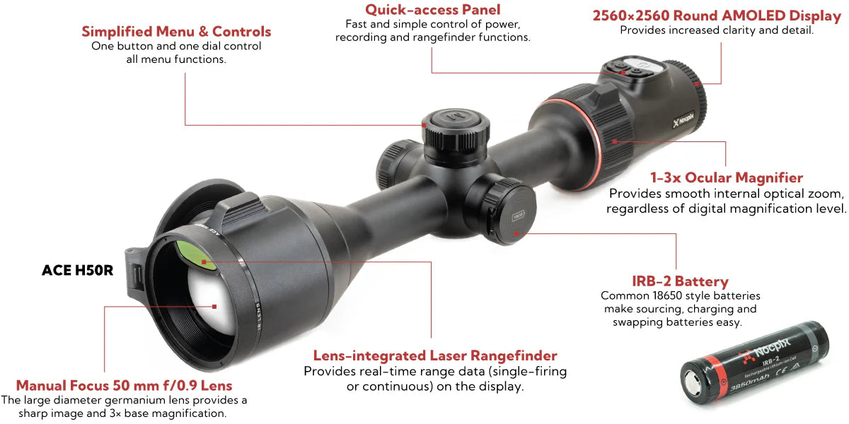 Nocpix Ace H50R 3-24x LRF Thermal Rifle Scope